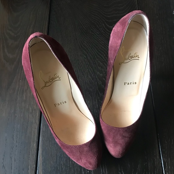 Christian Louboutin Burgundy Suede Platform Pump - Picture 1 of 8